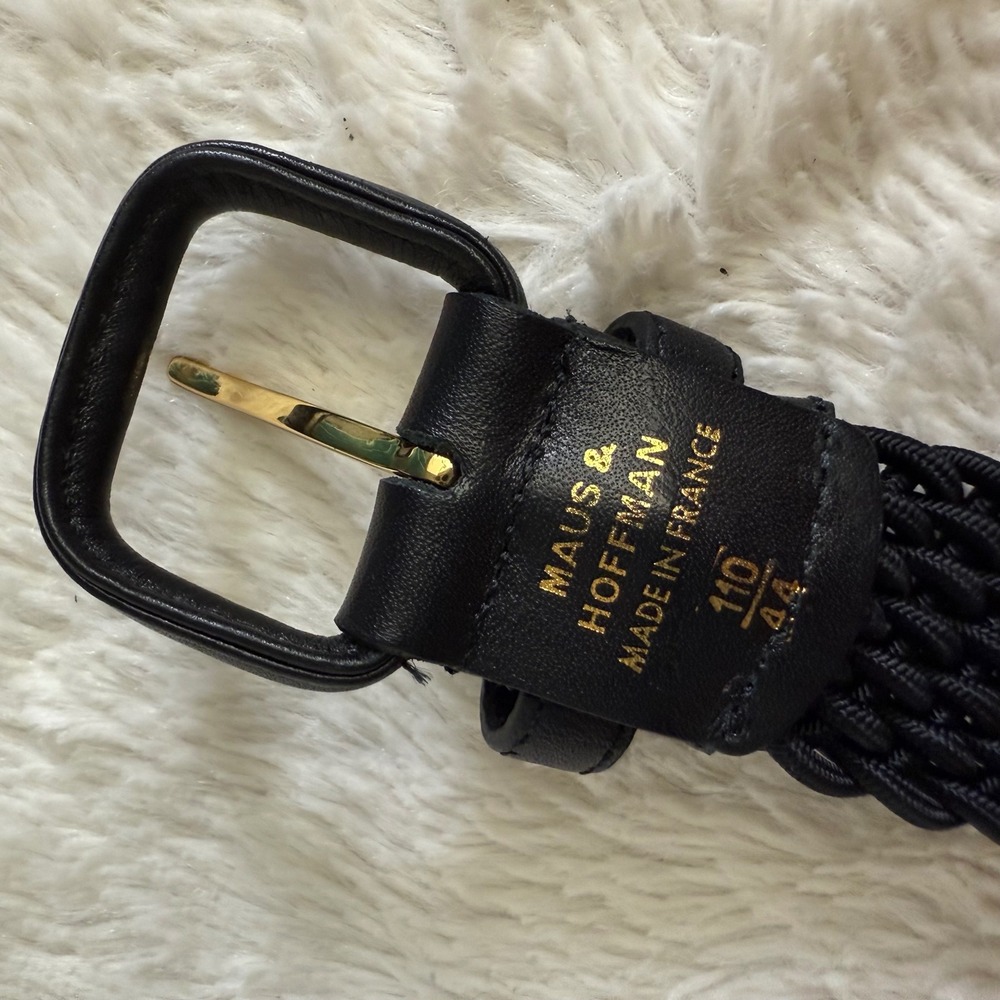 Maus & Hoffman Handbraided Elastic Belt – Black, Size 44 | Made in France - Picture 3 of 4